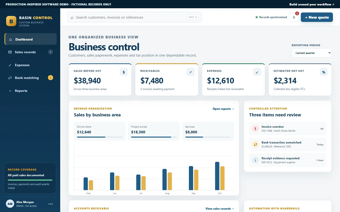 Business Control Suite working demonstration