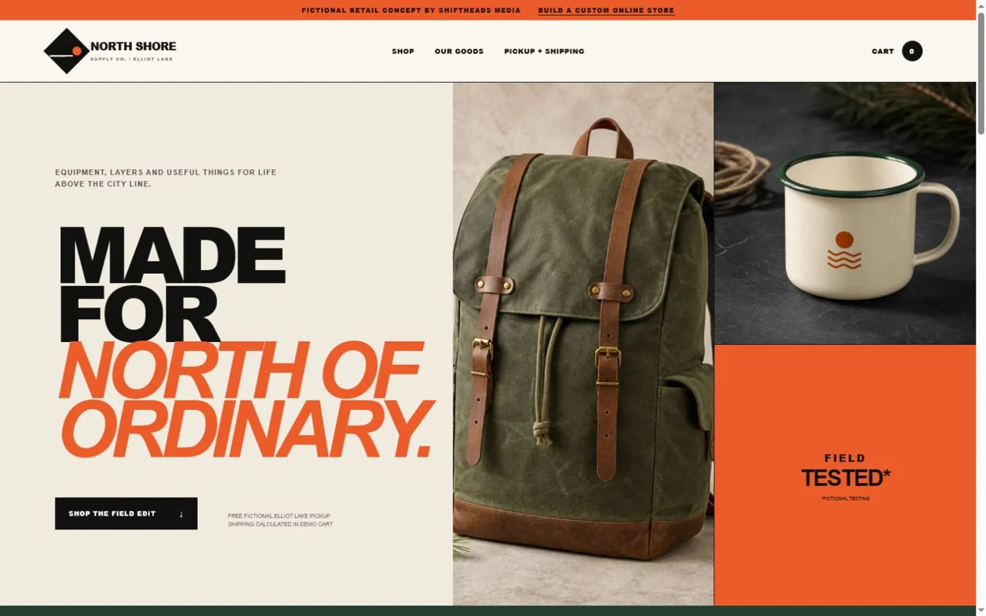 North Shore Supply Co. retail and ecommerce website concept shown at desktop size